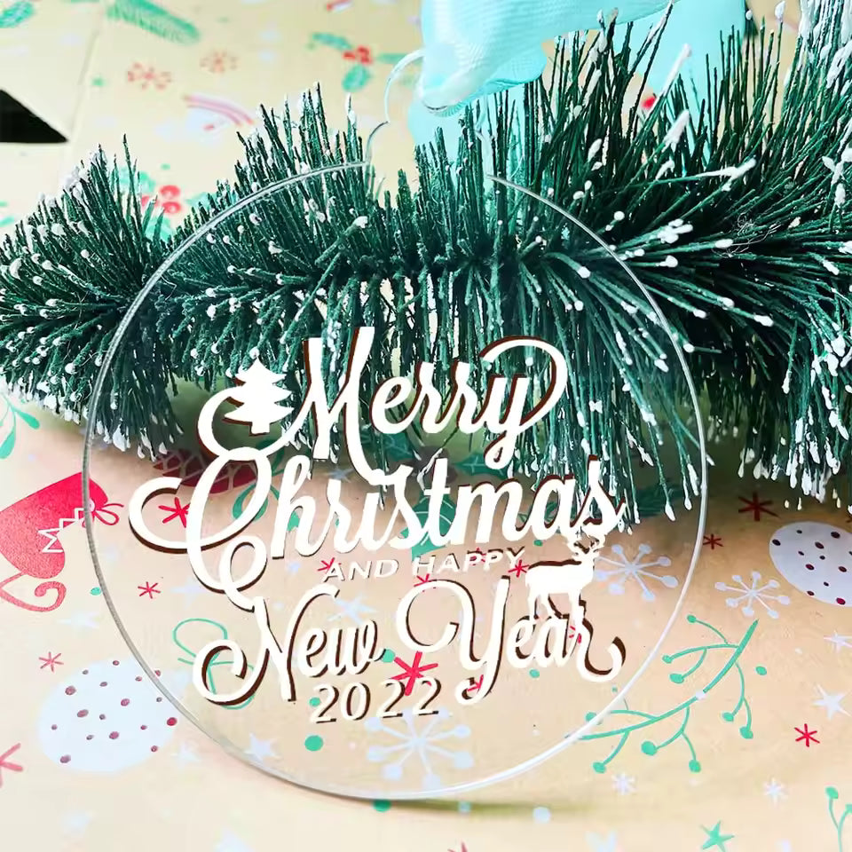 50pcs 3 Inch Clear Blank Acrylic Christmas Ornaments 2023 Unfinished Round Acrylic Christmas Ornaments For DIY Craft Hanging Orn